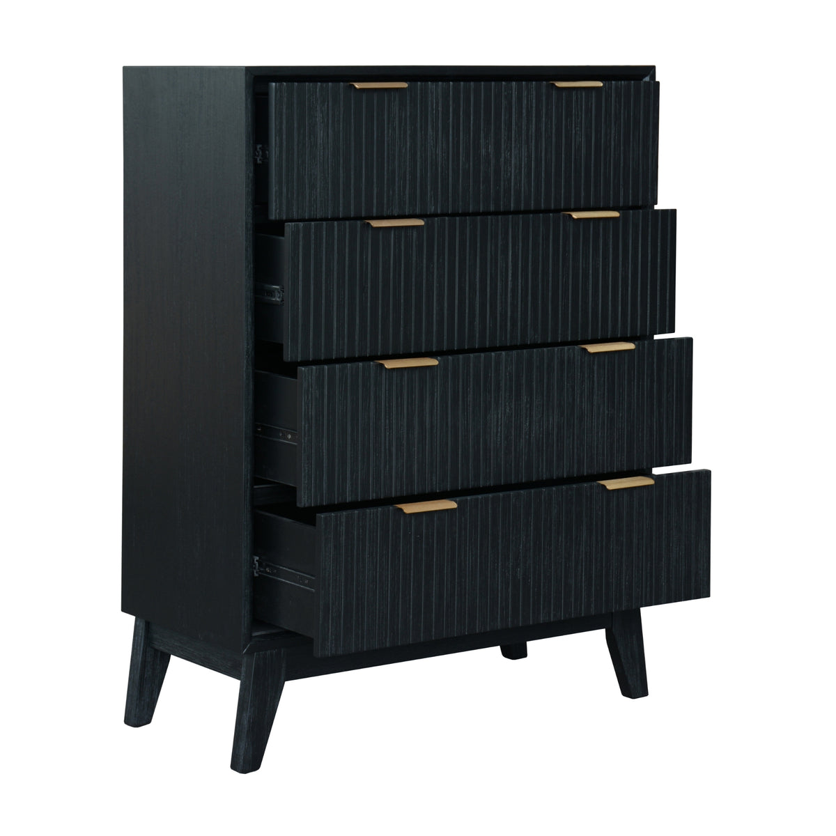 Matilda 4pc King Bed Suite Bedside Tallboy Frame Set Black