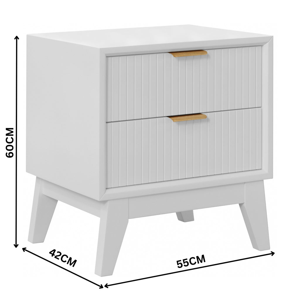 Matilda 4pc King Bed Suite Bedside Tallboy Frame Set White