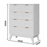 Matilda 4pc King Bed Suite Bedside Tallboy Frame Set White