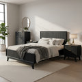 Matilda 4pc Queen Bed Suite Bedside Tallboy Frame Set Black