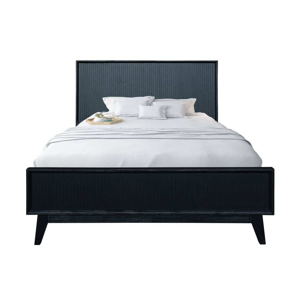 Matilda 4pc Queen Bed Suite Bedside Tallboy Frame Set Black