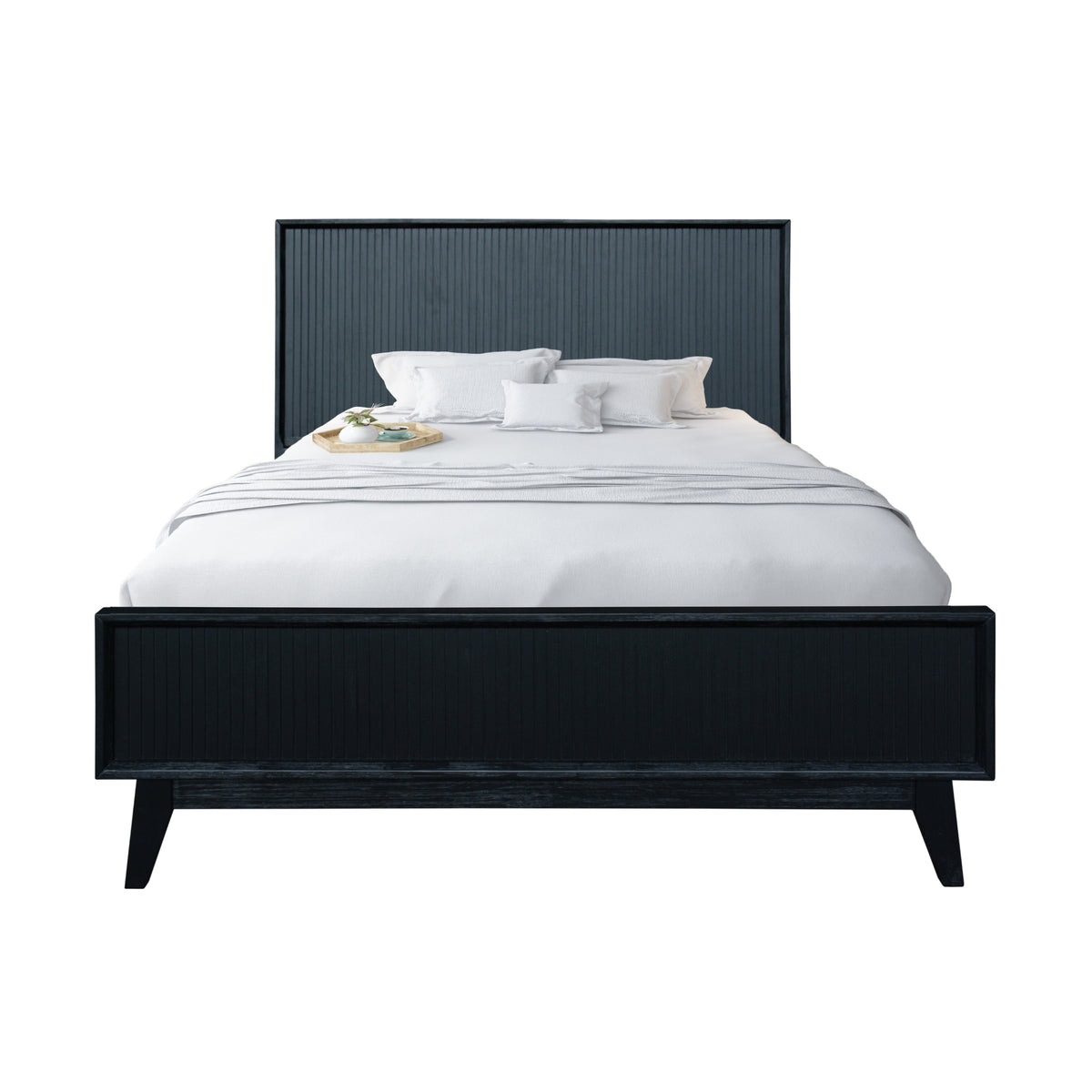 Matilda 4pc Queen Bed Suite Bedside Tallboy Frame Set Black