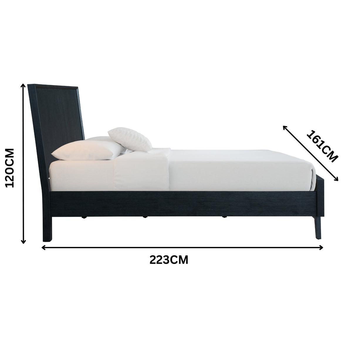 Matilda 4pc Queen Bed Suite Bedside Tallboy Frame Set Black
