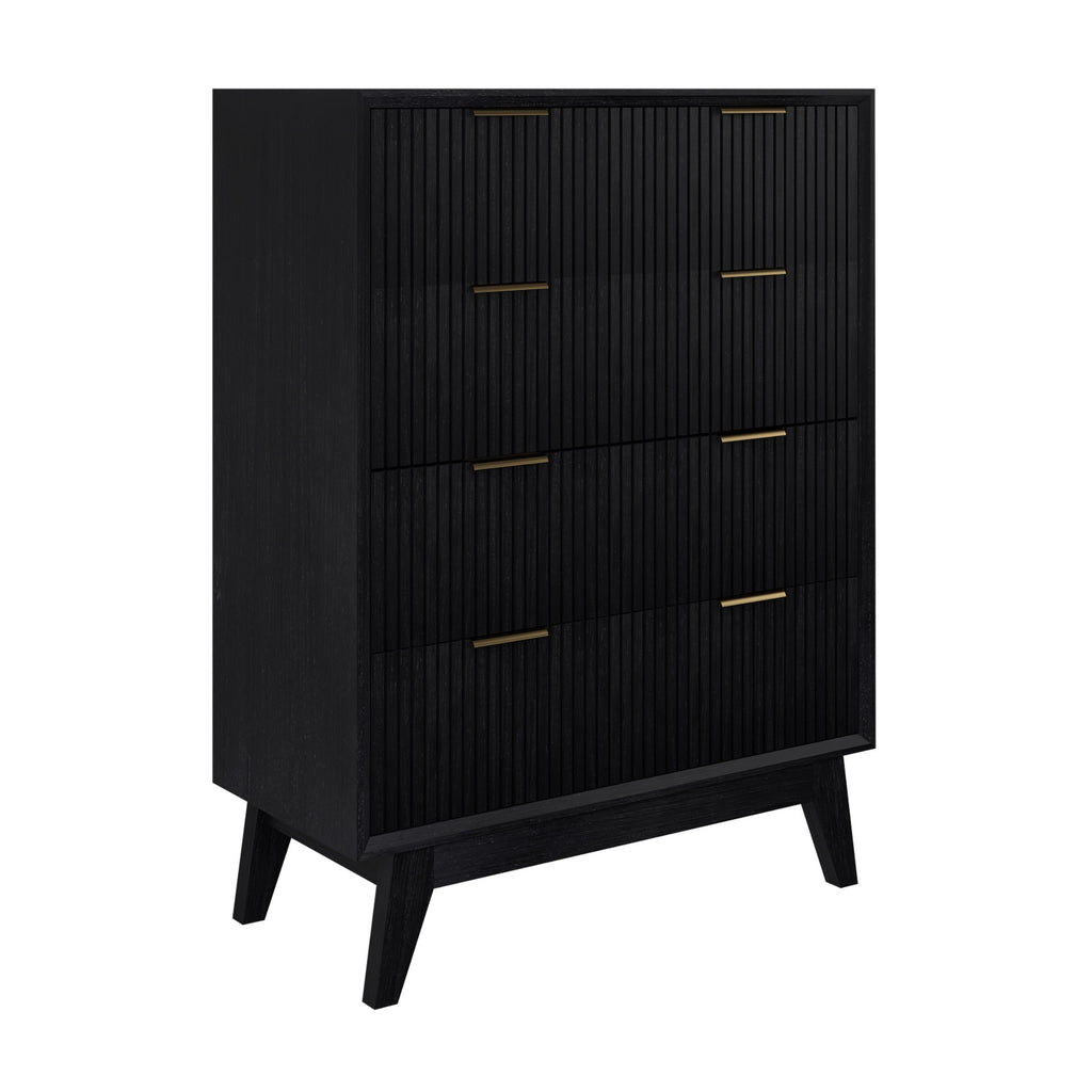 Matilda 4pc Queen Bed Suite Bedside Tallboy Frame Set Black