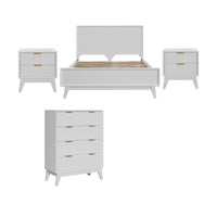 Matilda 4pc Queen Bed Suite Bedside Tallboy Frame Set White