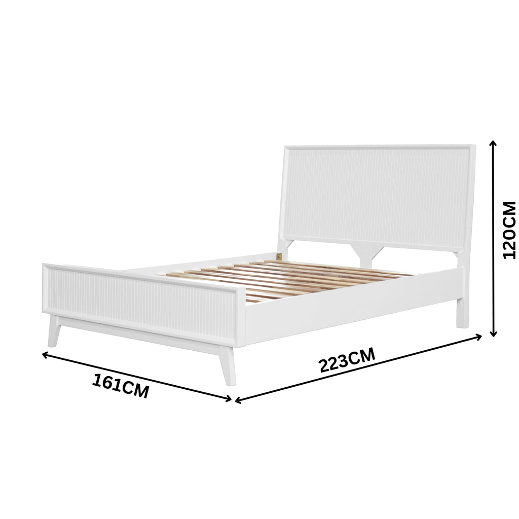 Matilda 4pc Queen Bed Suite Bedside Tallboy Frame Set White