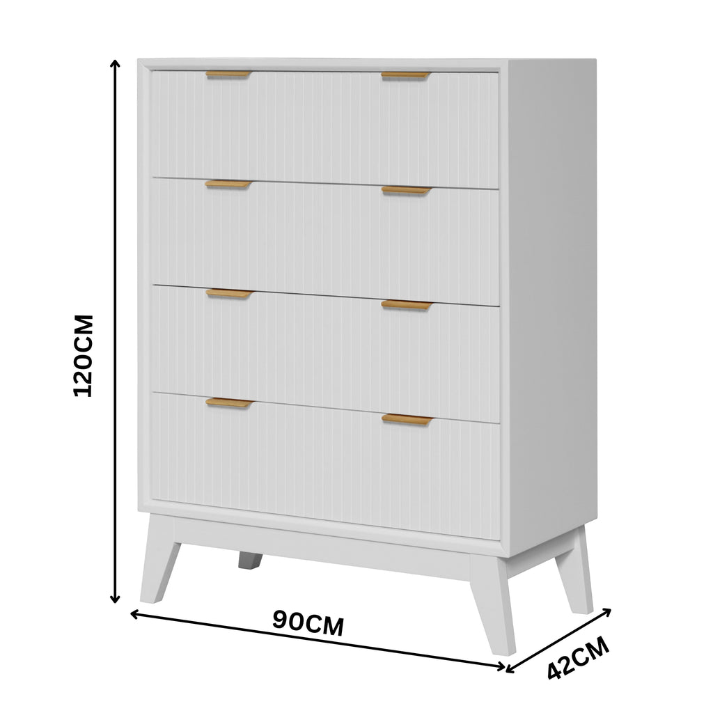 Matilda 4pc Queen Bed Suite Bedside Tallboy Frame Set White