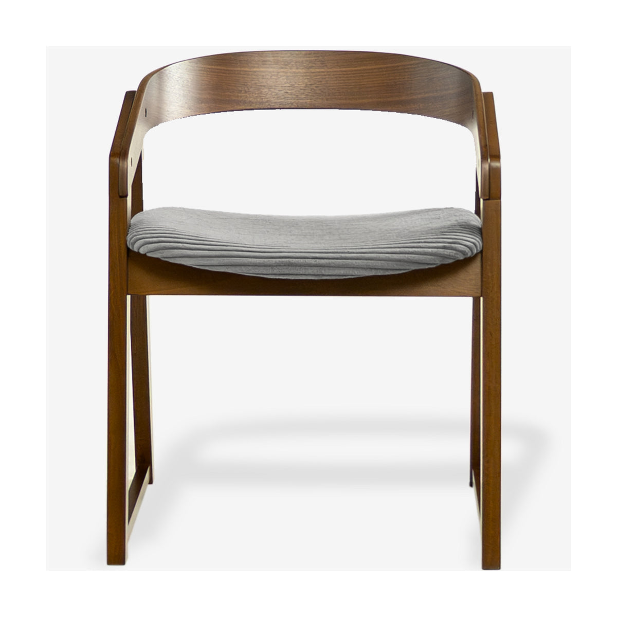 Mattia 2pc Set Dining Chair Grey Fabric Seat Walnut
