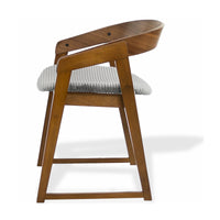 Mattia 2pc Set Dining Chair Grey Fabric Seat Walnut