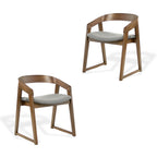 Mattia 2pc Set Dining Chair Grey Fabric Seat Walnut