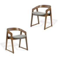 Mattia 2pc Set Dining Chair Grey Fabric Seat Walnut