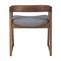 Mattia 2pc Set Dining Chair Grey Fabric Seat Walnut