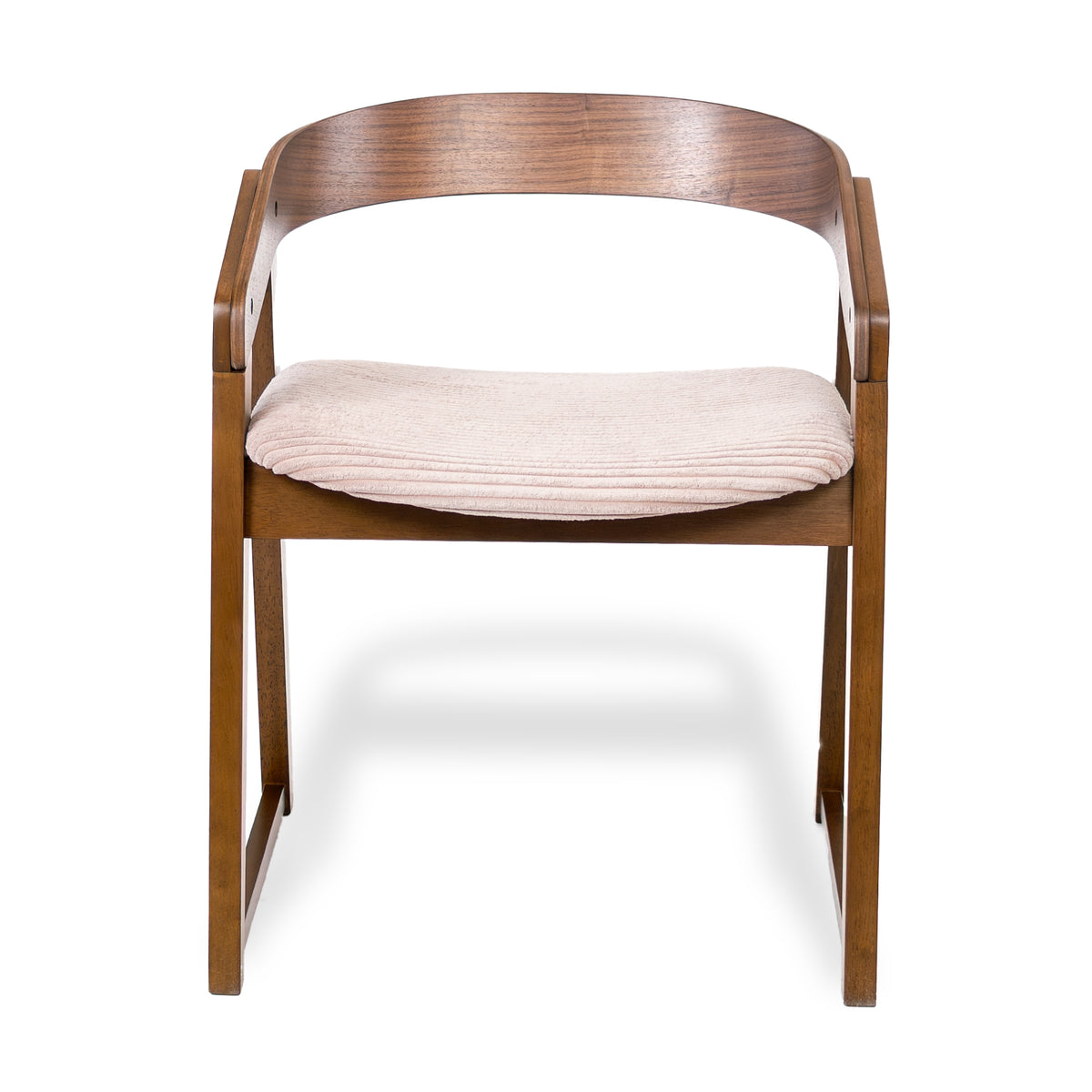 Mattia 2pc Set Dining Chair Mauve Pink Fabric Seat Walnut