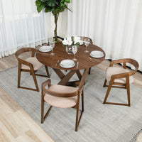 
Mattia 2pc Set Dining Chair Mauve Pink Fabric Seat Walnut