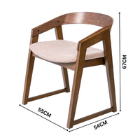 
Mattia 2pc Set Dining Chair Mauve Pink Fabric Seat Walnut