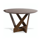 Mattia 5pc 120cm Round Dining Table Set Grey Fabric Seat Chair Walnut