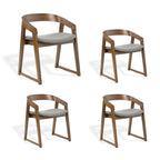 Mattia 5pc 120cm Round Dining Table Set Grey Fabric Seat Chair Walnut