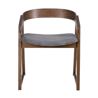 Mattia 5pc 120cm Round Dining Table Set Grey Fabric Seat Chair Walnut