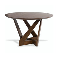 Mattia 5pc 120cm Round Dining Table Set Mauve Pink Fabric Seat Chair Walnut