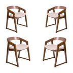 Mattia 5pc 120cm Round Dining Table Set Mauve Pink Fabric Seat Chair Walnut