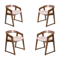 Mattia 5pc 120cm Round Dining Table Set Mauve Pink Fabric Seat Chair Walnut