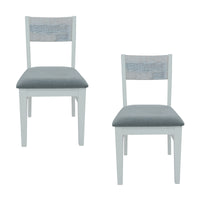 Maui 2pc Set Dining Chair Grey Fabric Seat White