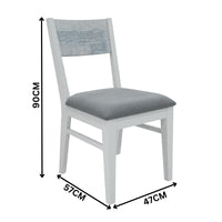 Maui 2pc Set Dining Chair Grey Fabric Seat White