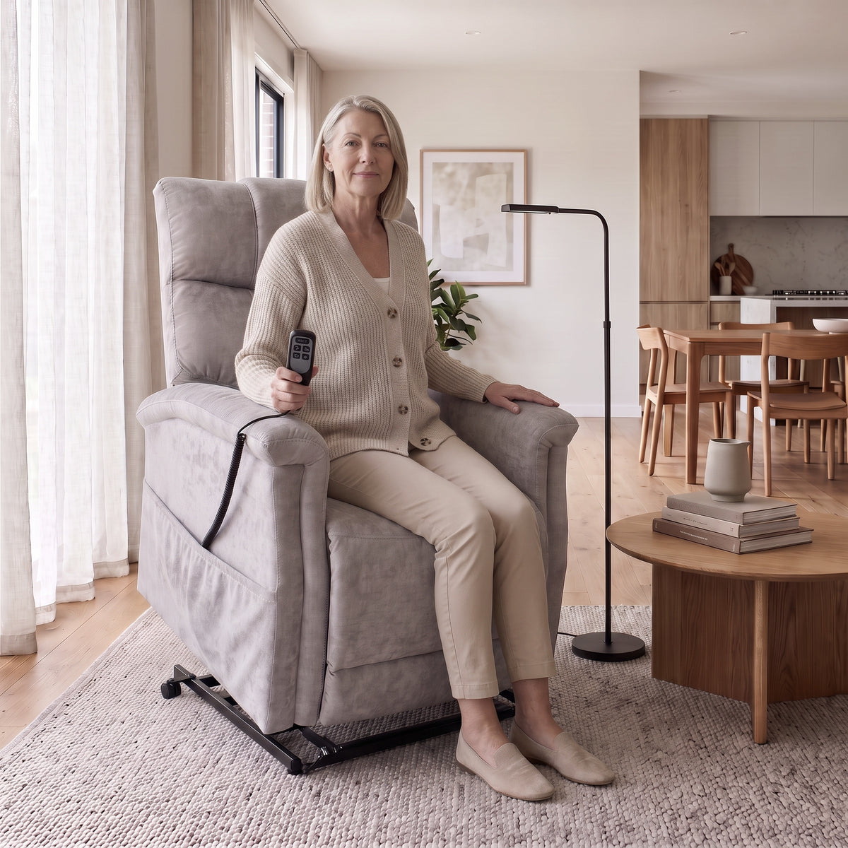 Mavic Dual Motor 150kgs Recliner Lift Chair Taupe Grey
