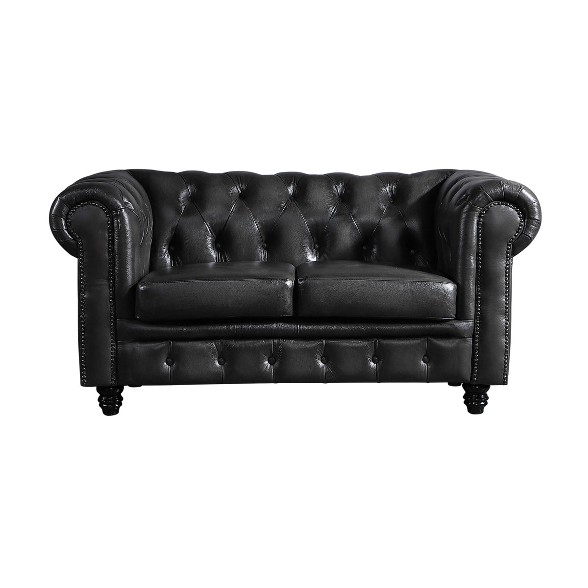Max Chesterfield 1+2+3 Seater Sofa Set Lounge Genuine Leather Dark Grey
