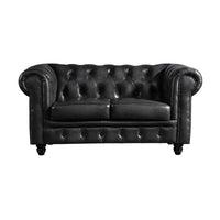 Max Chesterfield 1+2+3 Seater Sofa Set Lounge Genuine Leather Dark Grey