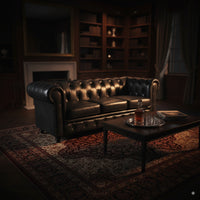 Max Chesterfield 3 Seater Sofa Lounge Genuine Leather Dark Grey