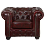 Max Chesterfield Leather Armchair Ottoman Armchair Antique Red