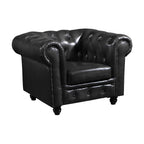 Max Chesterfield Armchair Single Seater Sofa Genuine Leather Dark Grey
