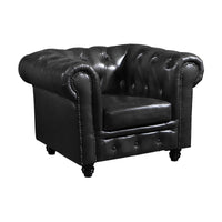 Max Chesterfield Armchair Single Seater Sofa Genuine Leather Dark Grey