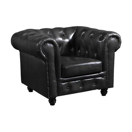 Max Chesterfield Armchair Single Seater Sofa Genuine Leather Dark Grey