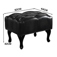 Max Chesterfield Ottoman Footstool Genuine Leather Dark Grey