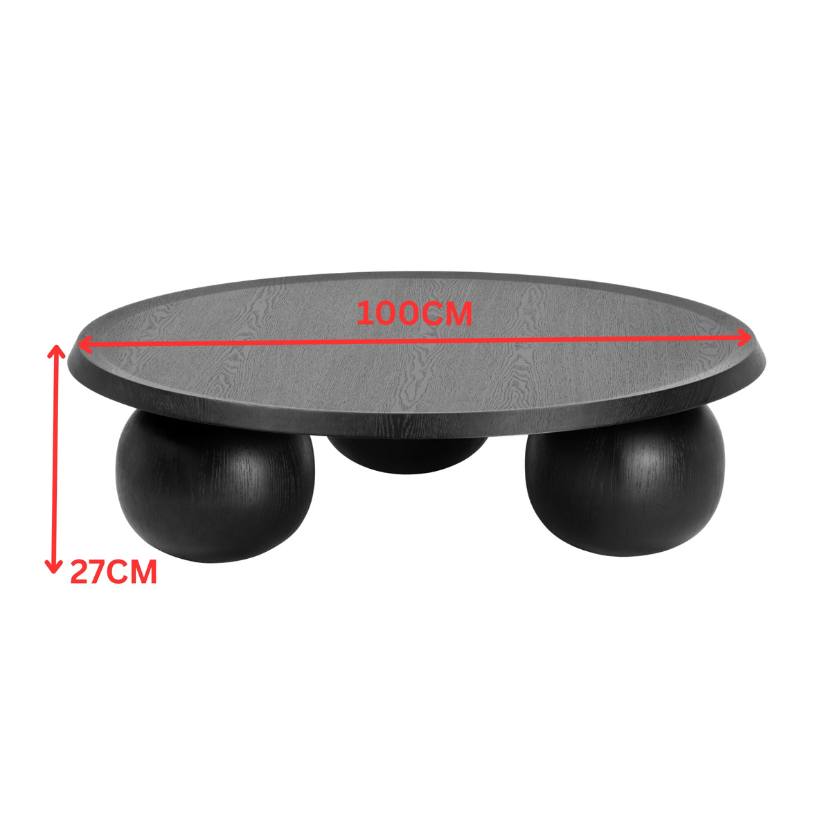 Maxine 100cm Round Coffee Table Black