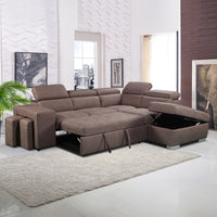Maxis 4 Seater Corner Modular Sofa Bed Lounge RHF Chaise Storage Ottoman Brown