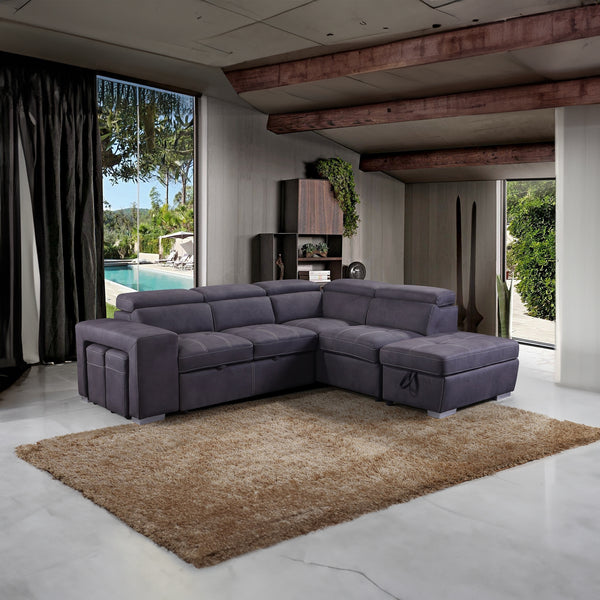 Maxis 4 Seater Corner Modular Sofa Bed Lounge RHF Chaise Storage Ottoman Charcoal