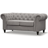 Mellowly 2 Seater Sofa Fabric Uplholstered Chesterfield Lounge Couch - Grey