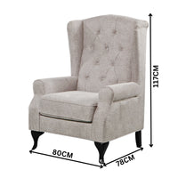 Mellowly Wing Back Chair Sofa Chesterfield Armchair Fabric Uplholstered Beige