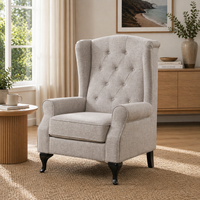 Mellowly Wing Back Chair Sofa Chesterfield Armchair Fabric Uplholstered Beige