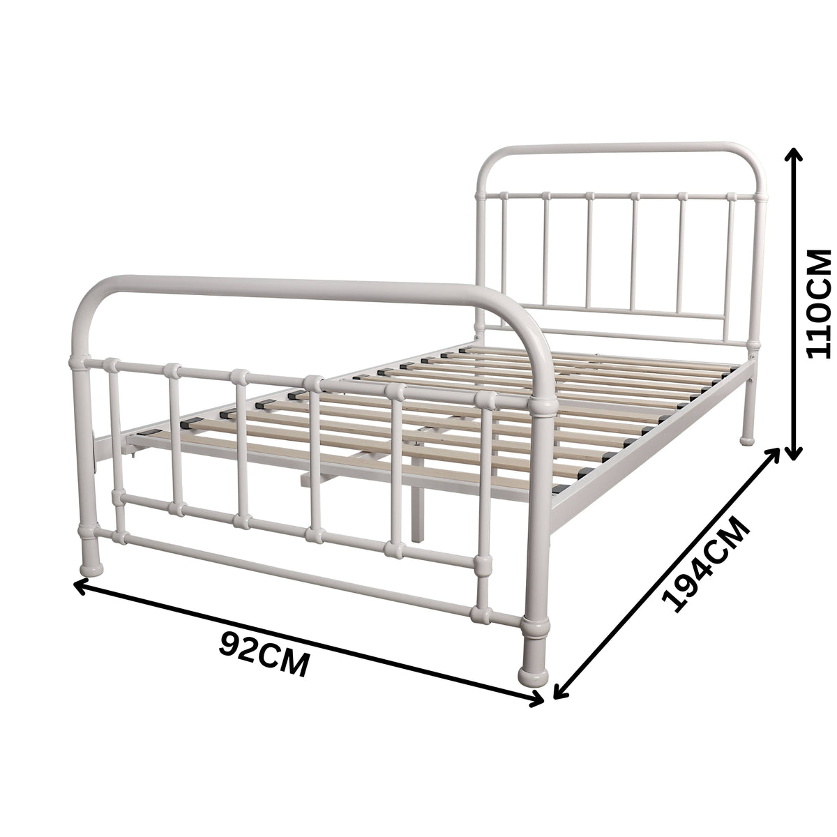 Metallica Metal Bed Frame Single White