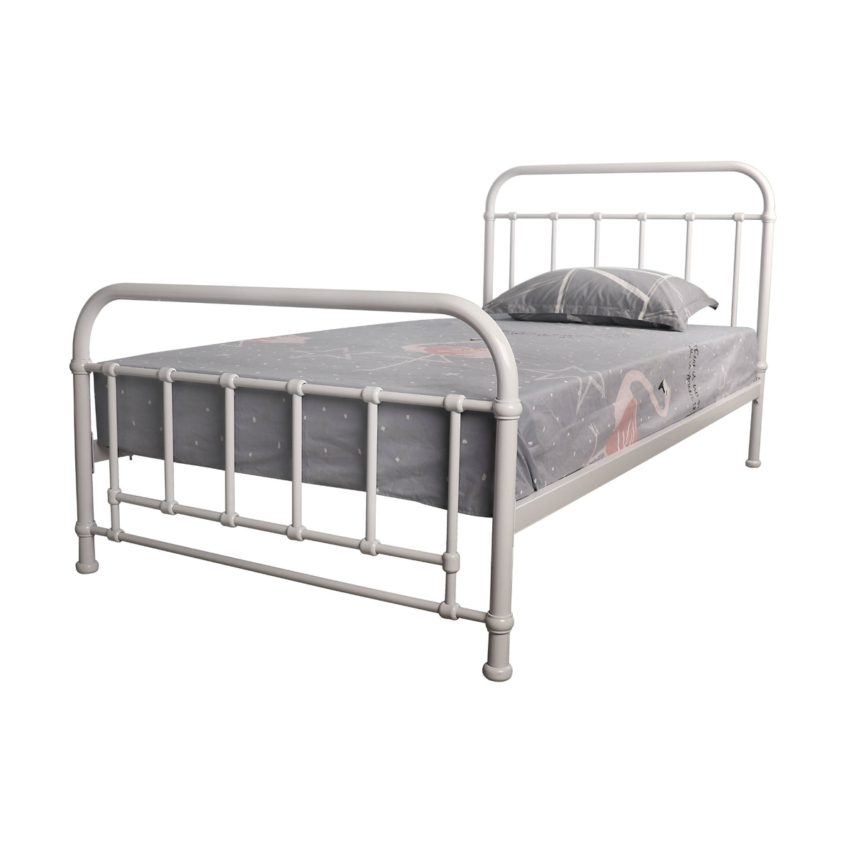 Metallica Metal Bed Frame Single White