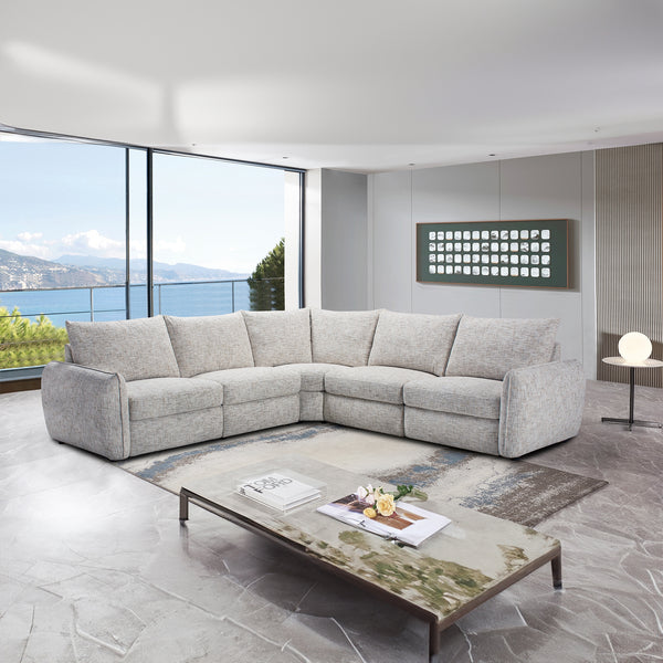 Milano 4 Seater Corner Fabric Sofa Electric Recliner Lounge Beige
