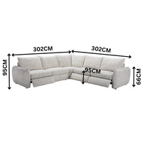 Milano 4 Seater Corner Fabric Sofa Electric Recliner Lounge Beige