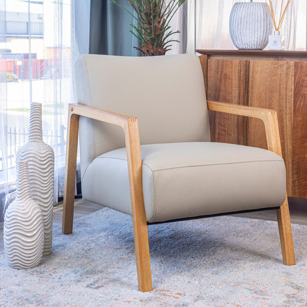 Milano Leather Armchair Wheat Grey
