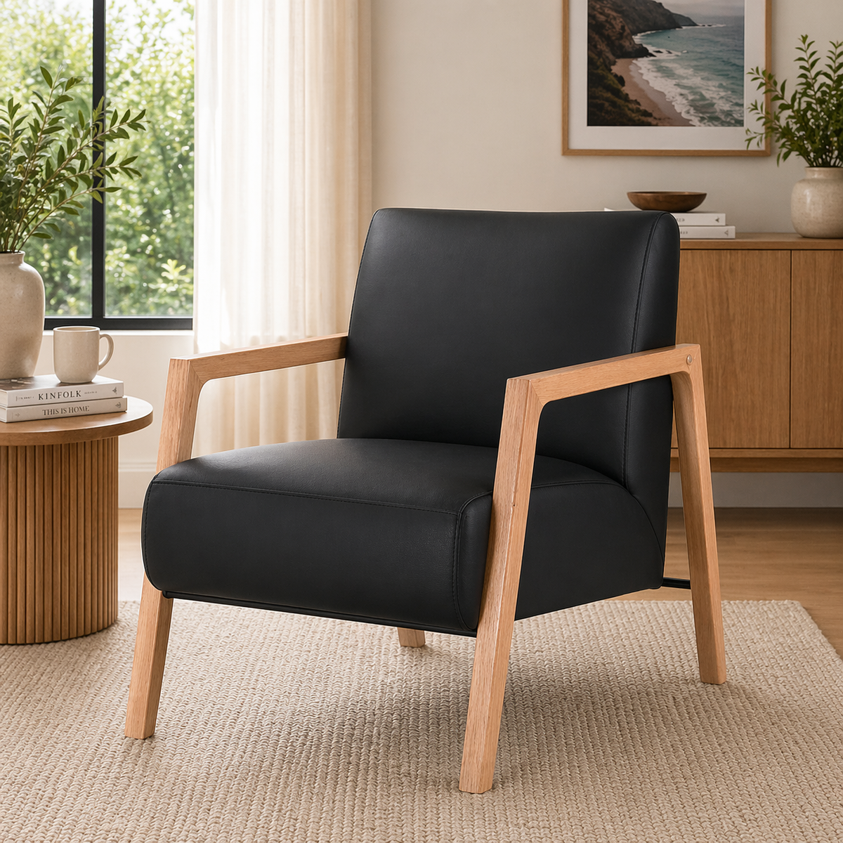 Milano Leather Armchair Black