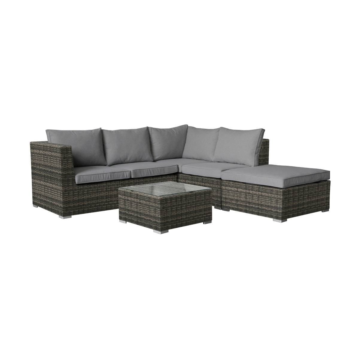 Miles 4 Seater Outdoor Wicker Coffee Table Lounge Set Setting Grey