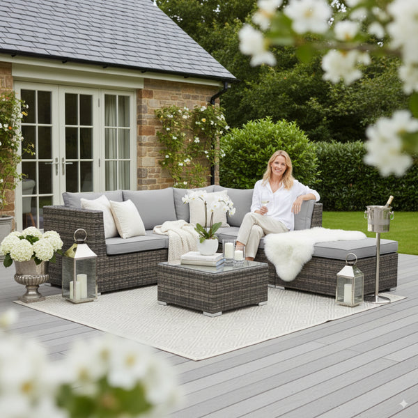 Miles 4 Seater Outdoor Wicker Coffee Table Lounge Set Setting Grey